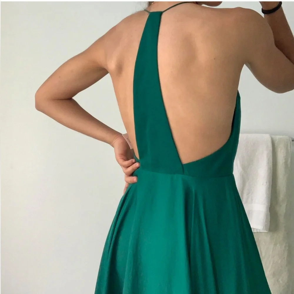 Kimchi Blue Formal Midi Dress emerald green size 8 sleeveless high low - Picture 13 of 15